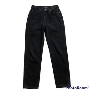Liz Claiborne Vintage Black High Rise Straight Leg Jeans Sz 6 Petite